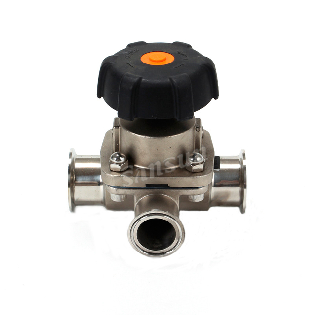 Sanitary stainless steel T Type 3 Way Diaphrgam Valve good quality valve