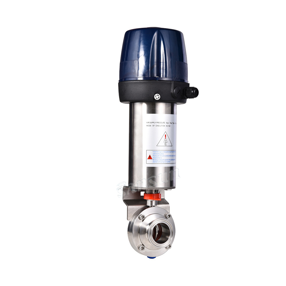 Sanitary Air Actuated Tir-Clover Butterfly Valve with C Top