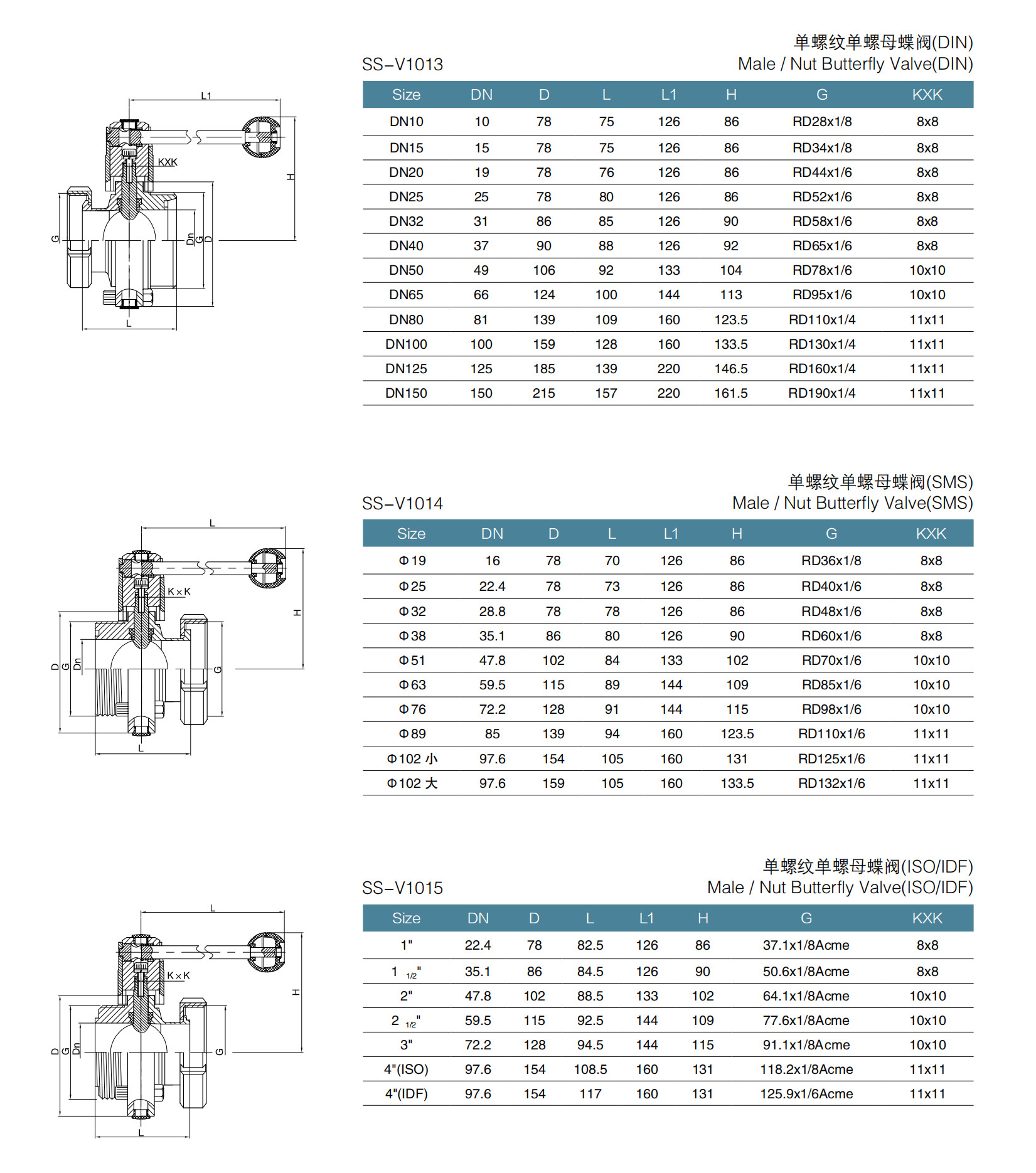 drawing of male nut butterfly valve