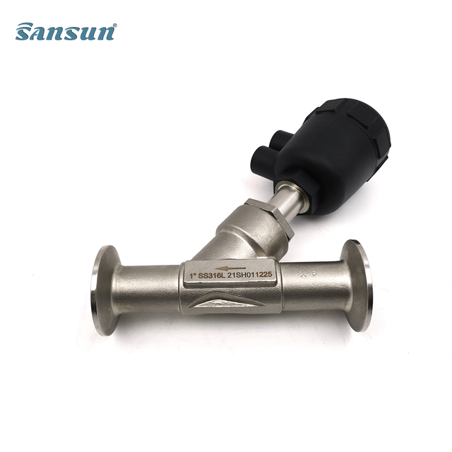 Clamp plastics pneumatic angle seat valve