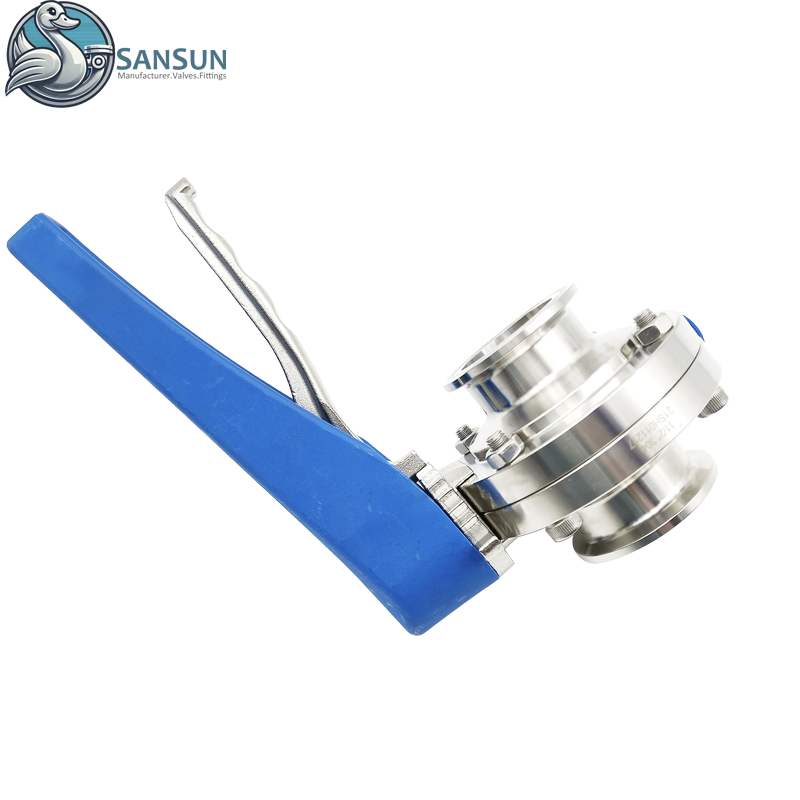 Data Center Liquid Cooling 316L Stainless Steel Tri-Clamp Butterfly Valves with Trigger Handle