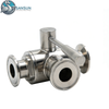 Data Center Liquid Cooling 316L Stainless Steel Tri-Clamp Manual Three-Way Ball Valve