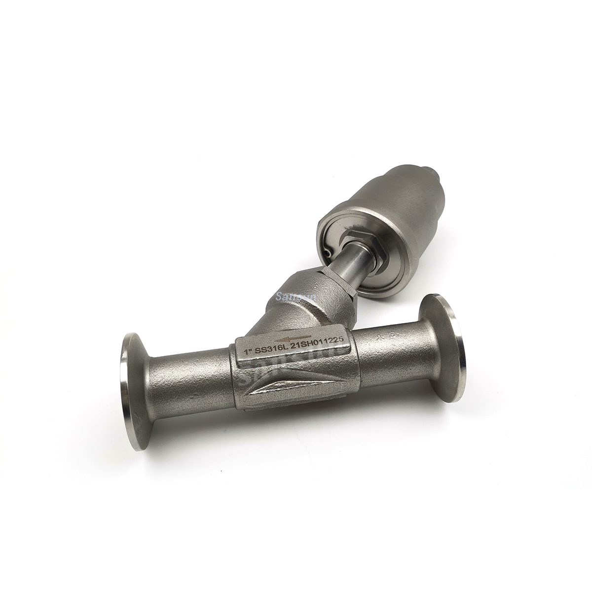 Clamp Pneumatic Angle Seat Control Valve stainless steel actuator