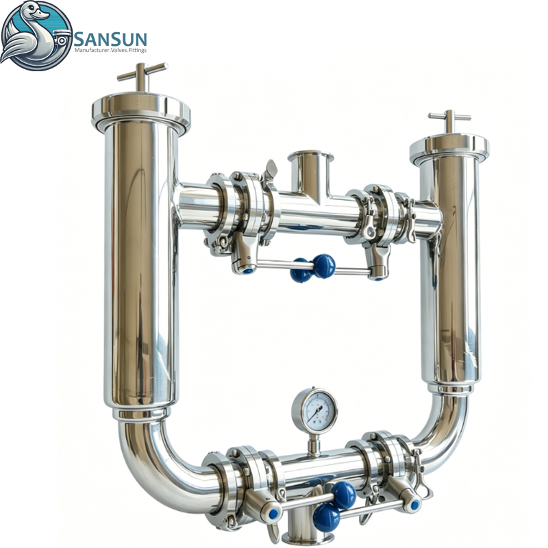 Food Grade Sanitary Stainless Steel Duplex Basket Strainer