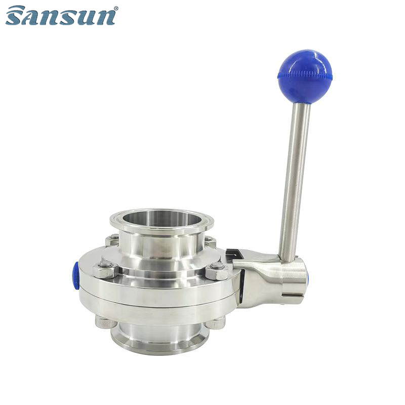 DIN Sanitary Stainless Steel Tie rod Clamp Butterfly Valve