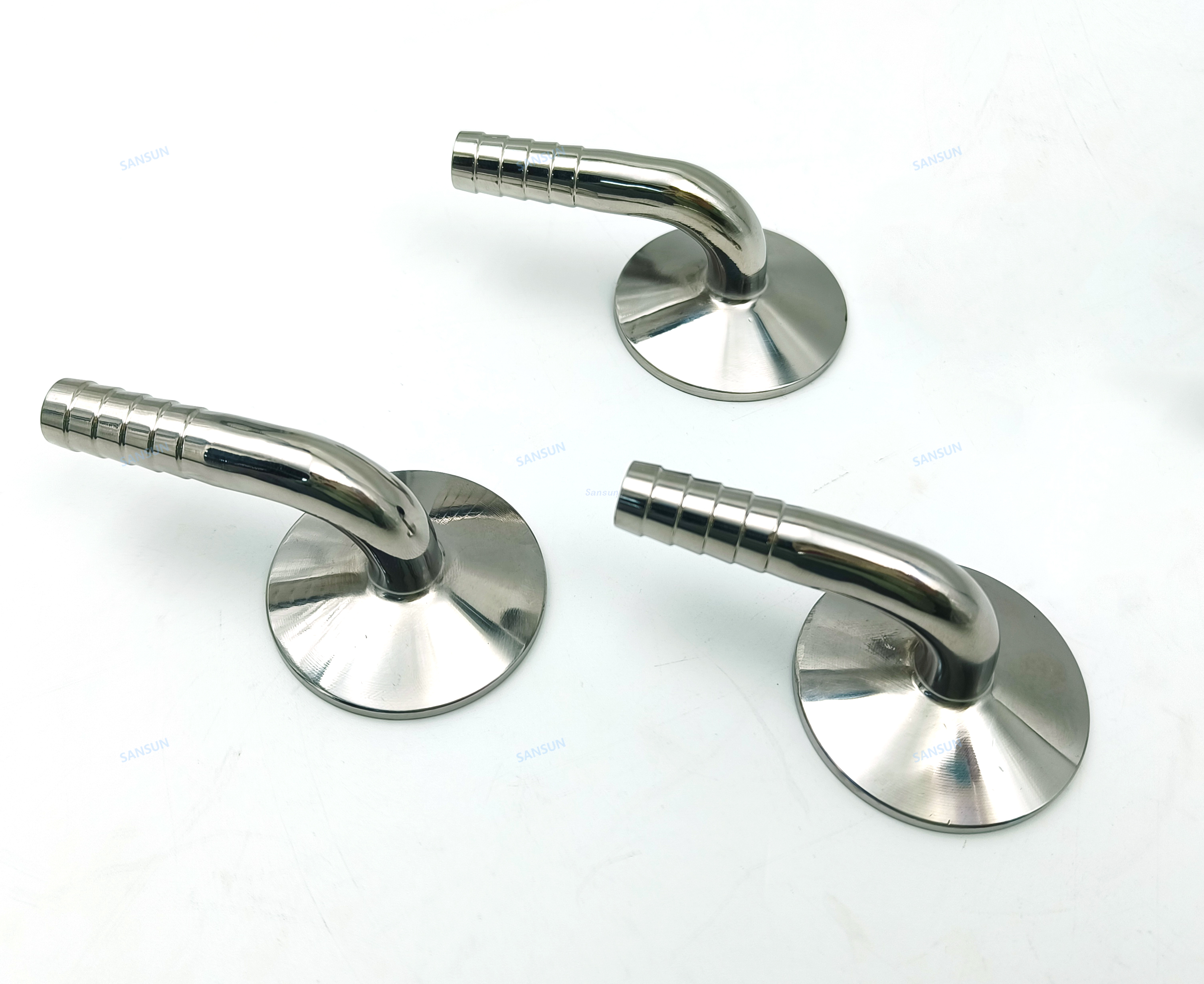 1.5" Tri Clamp x 3/8" Hose Barb with 90 Degree Bend