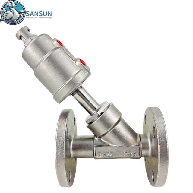 Stainless Steel Sanitary Pneumatic Flange Angle Seat Valve