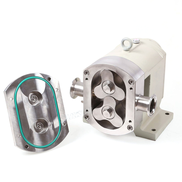 Sanitary Positive Displacement Rotary Lobe Pump With Gear Reducer Motor