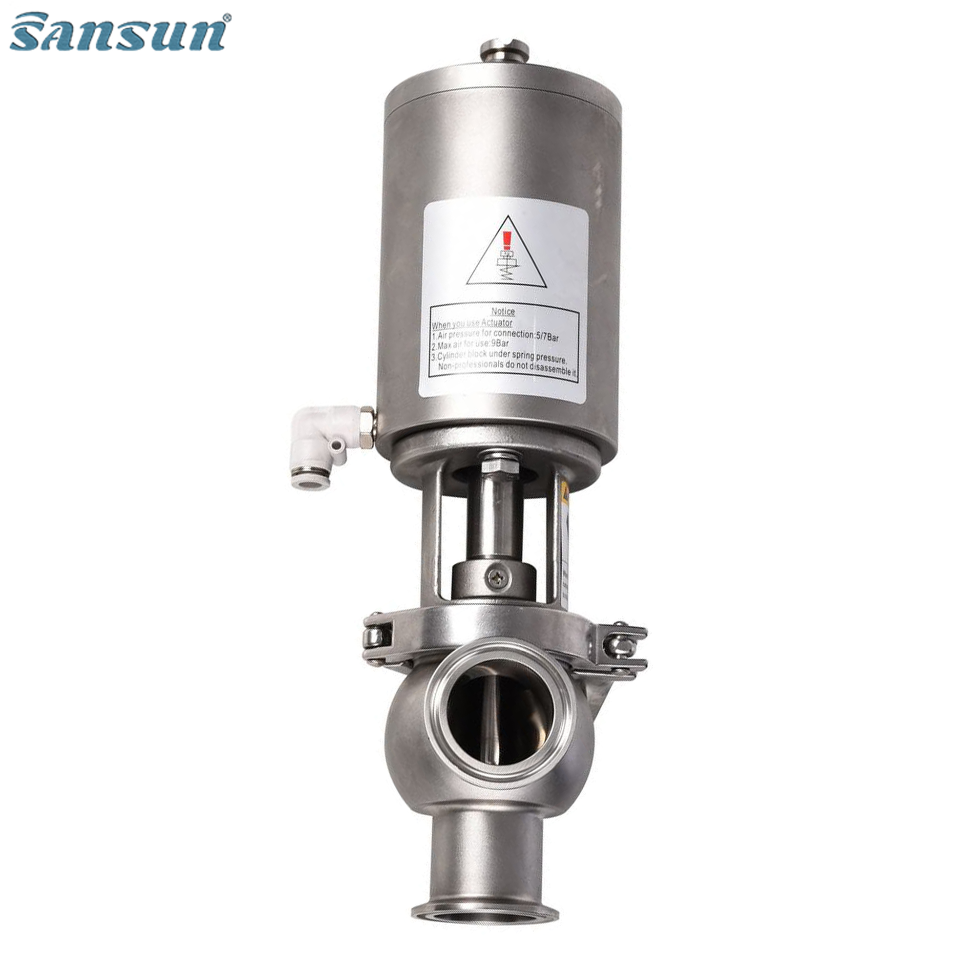 Hygienic Pneumatic Tri-clamp Single Seat Divert Valve L type
