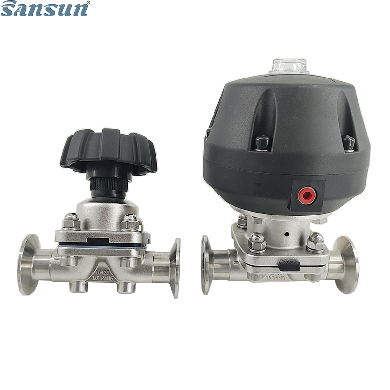 Sanitary Tri-Clamp Diaphragm Valve with Plastic Pneumatic Actuator