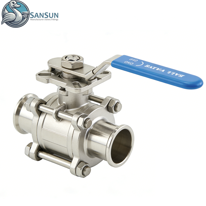 Stainless Steel 316L 3-Piece Tri-Clamp Manual Ball Valve for Data Center Liquid Cooling
