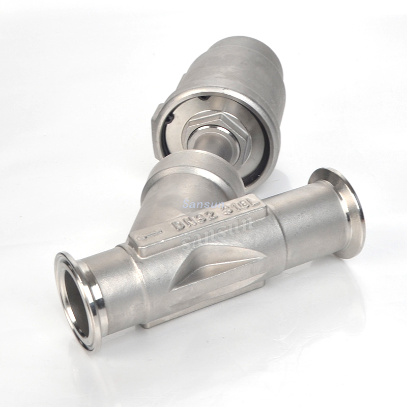 Clamp Pneumatic Angle Seat Control Valve stainless steel actuator
