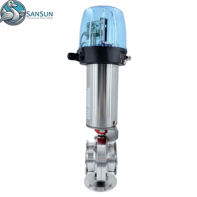 304 316L Stainless Steel Pneumatic Clamp Butterfly Valve Sanitary Pneumatic Butterfly Valve For Immersion & Liquid Cooling Pipeline