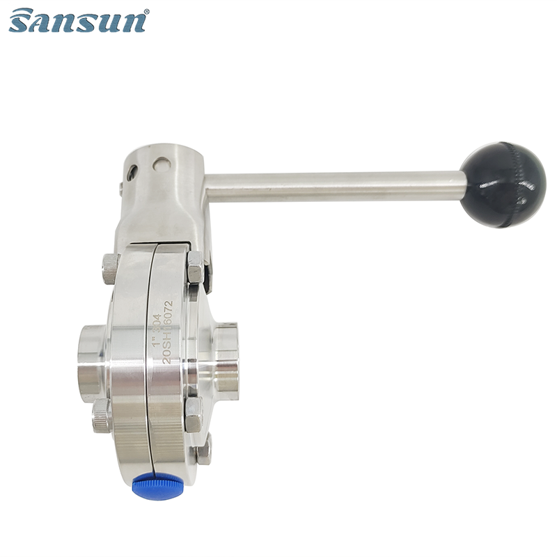DIN Sanitary Butterfly Valve - Butt Weld End / Pull Handle