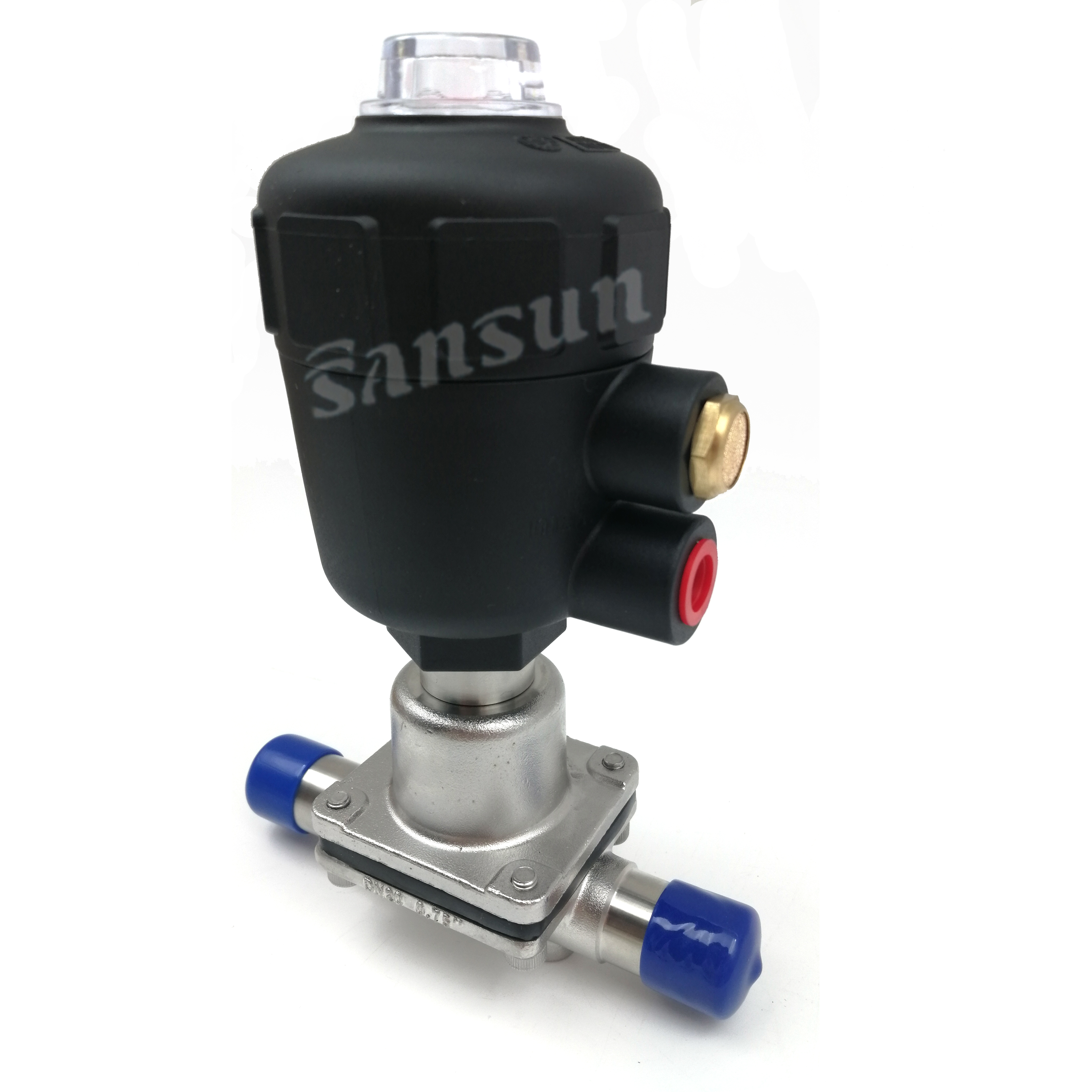 Sanitary Weld Diaphragm Valve with Plastic Pneumatic actuators