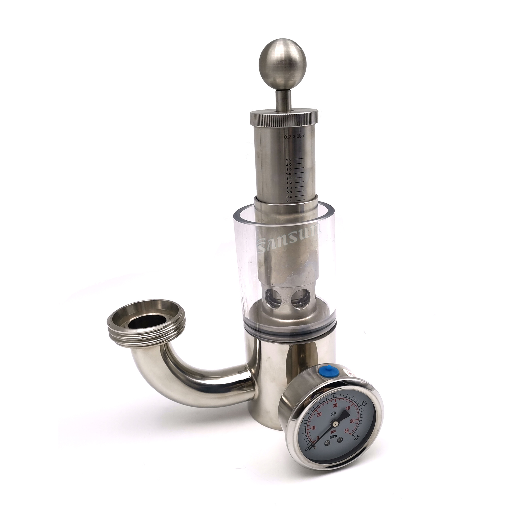 Adjustable PRV Brewing Triclamp Spunding Valve Air Release with Pressure Gauge
