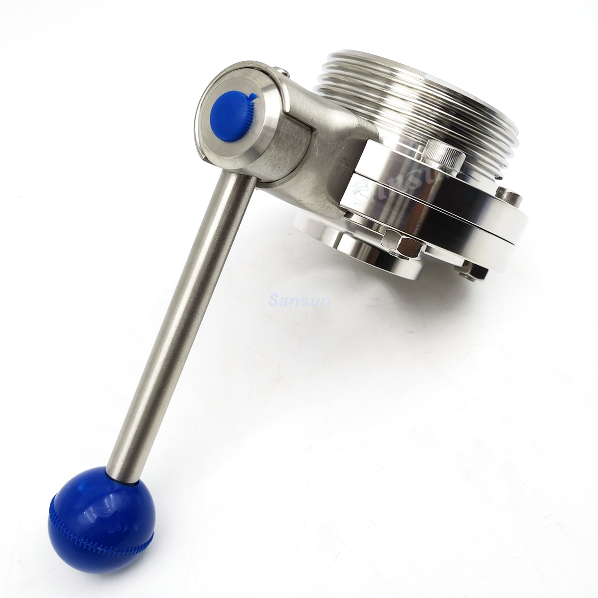 Sanitary Weld Threaded Butterfly Valve 4 Position Handle