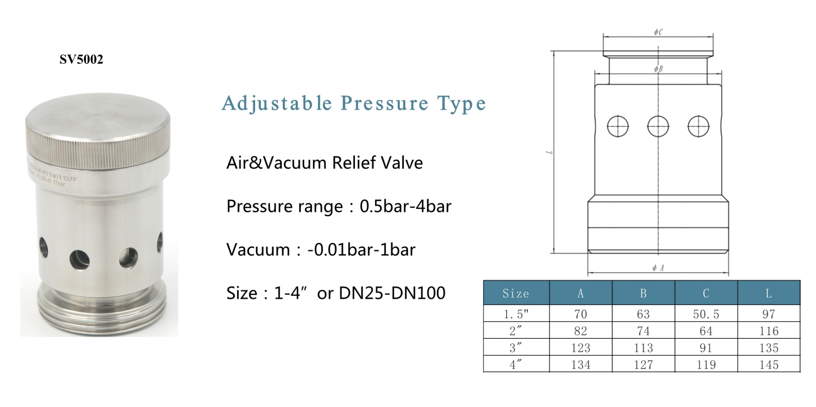 drawing of Adjustable Pressure Vacuum Valve