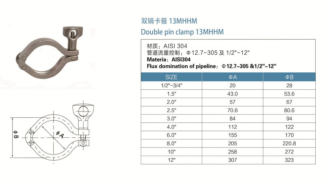 drawing of double pin clamp 13MHHM