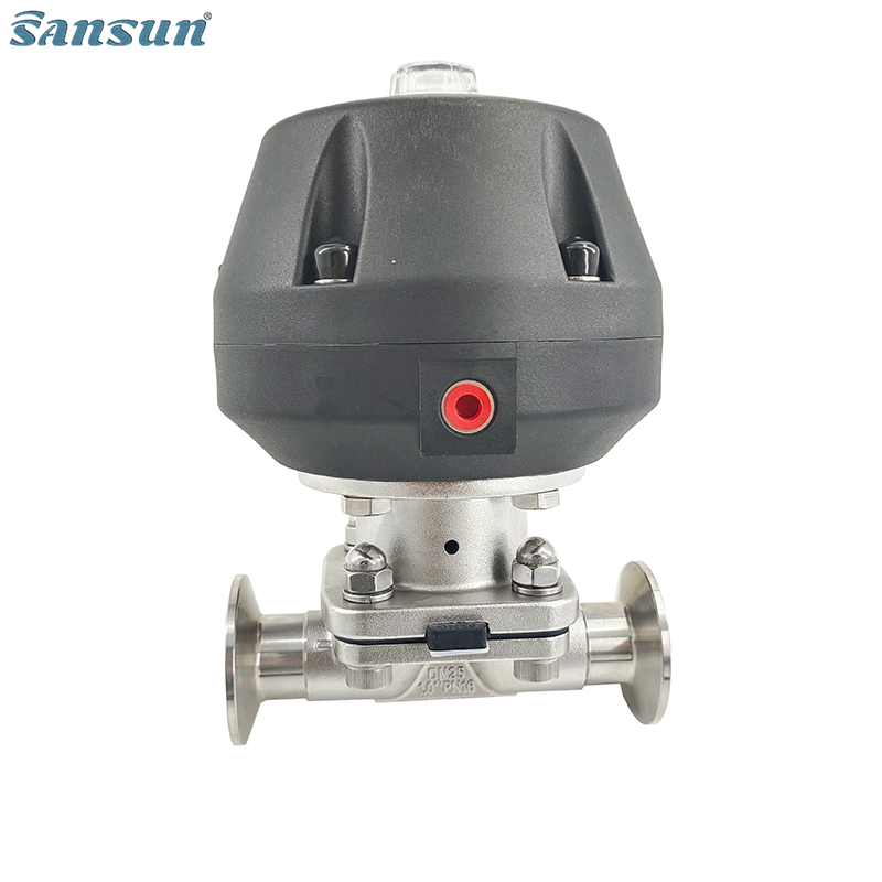 Sanitary Tri-Clamp Diaphragm Valve with Plastic Pneumatic Actuator