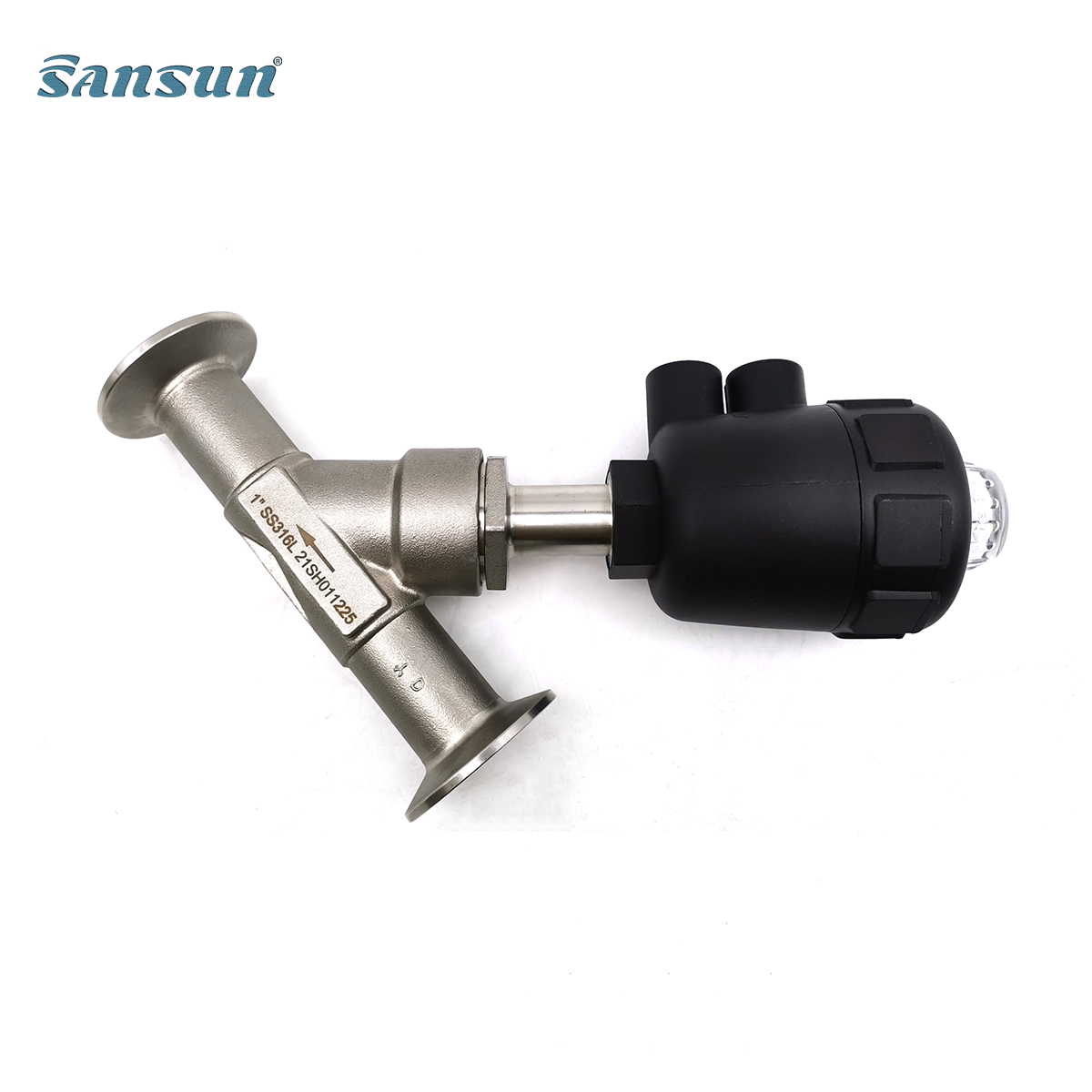 Clamp plastics pneumatic angle seat valve