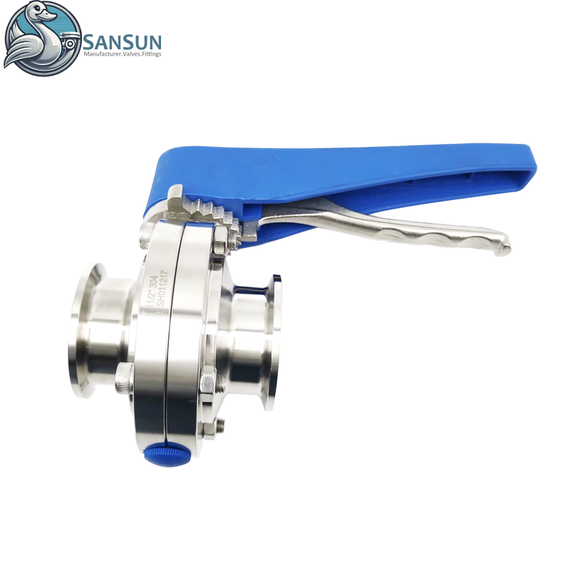 Data Center Liquid Cooling 316L Stainless Steel Tri-Clamp Butterfly Valves with Trigger Handle