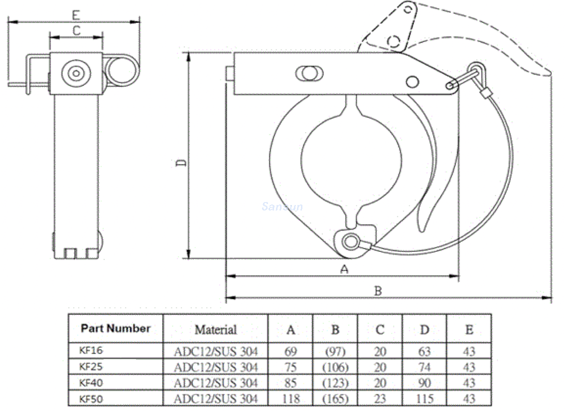 Vacuum Single Pin Aluminum Toggle Clamp with Cotter Pin 