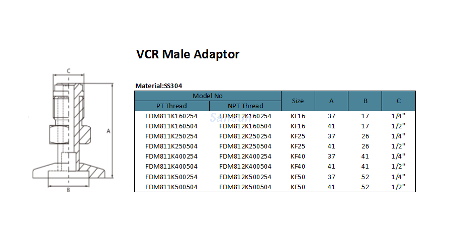 VCR Male Adaptor