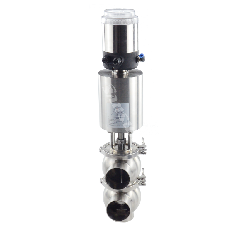 Sanitary pneumatic divert seat valve with control feedback positioner IL-TOP ASI-BUS 24V 4-20mA