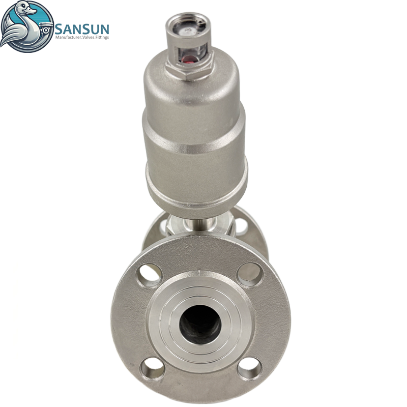 Stainless Steel Sanitary Pneumatic Flange Angle Seat Valve