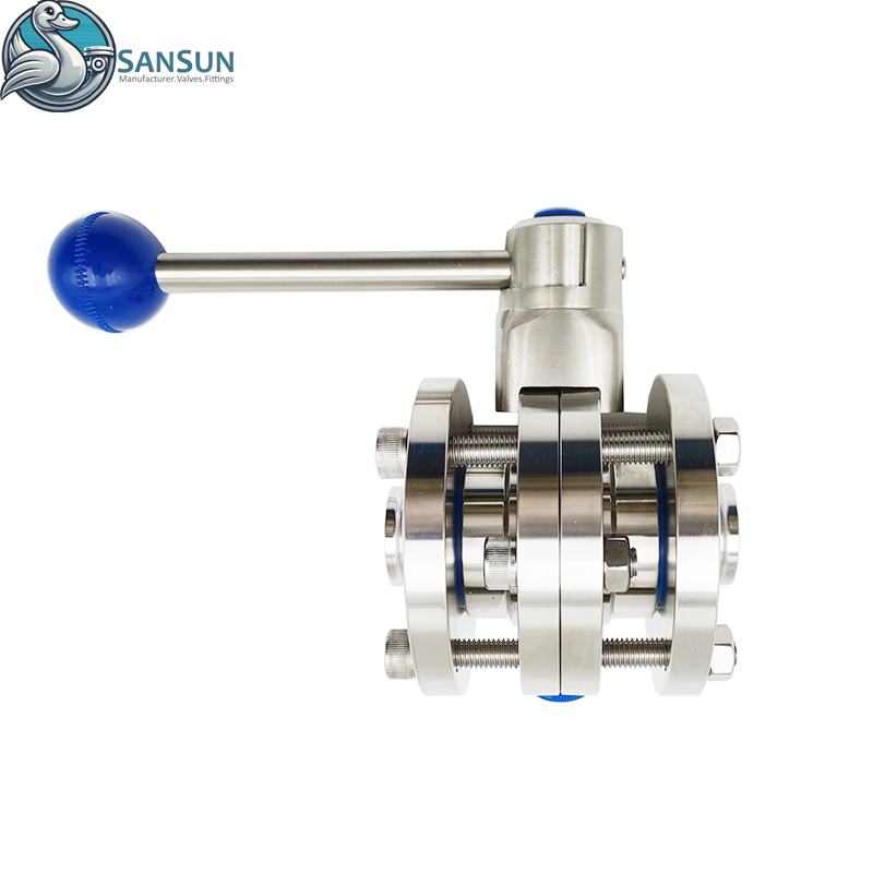 Hygienic Manual Stainless Steel Three-Piece Butterfly Valve AISI304/AISI316L Water Data Center Liquid Cooling Solutions SANSUN