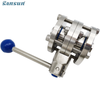 DIN Welded Three Piece Butterfly Valve with Pull Handle