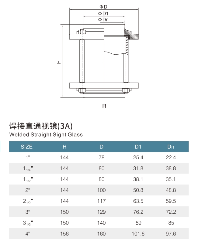 welded stright sight glass