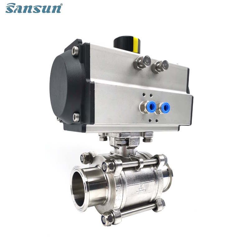Clamped Pneumatic Actuator Three Piece Ball Valve