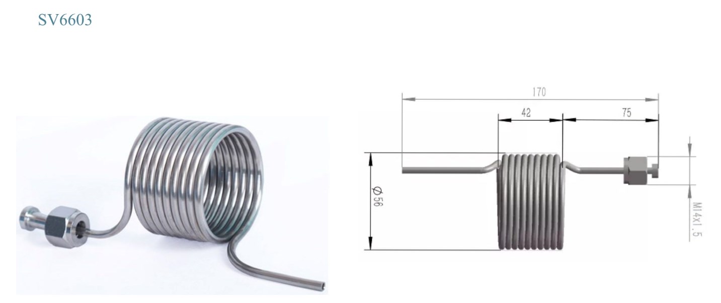 drawing of pig tail sampling coil