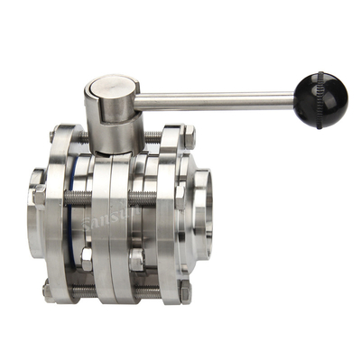 China Welded Three Piece Butterfly Valve with Pull Handle