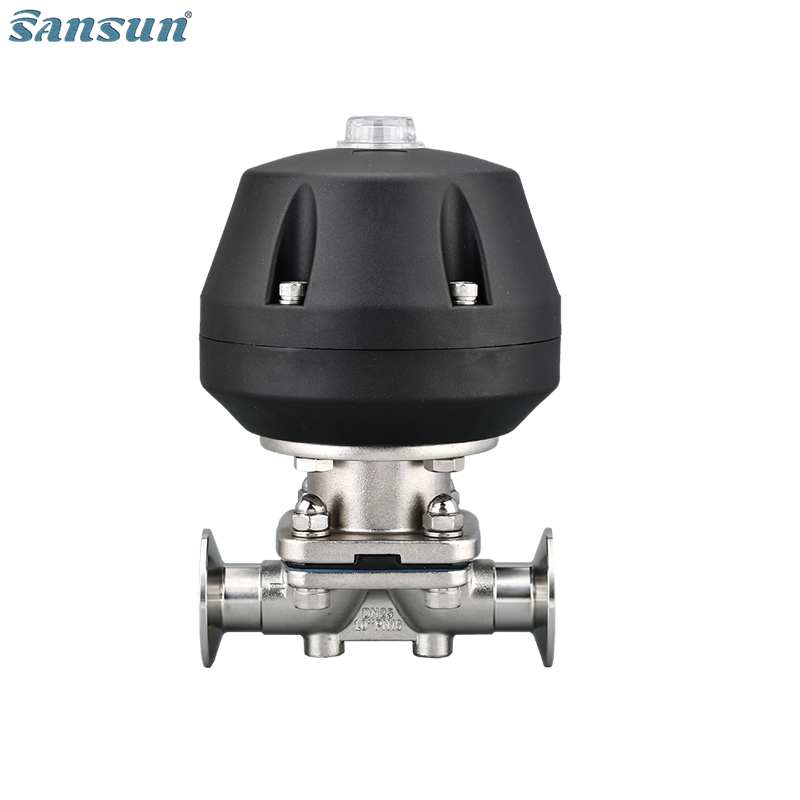 Sanitary Tri-Clamp Diaphragm Valve with Plastic Pneumatic Actuator