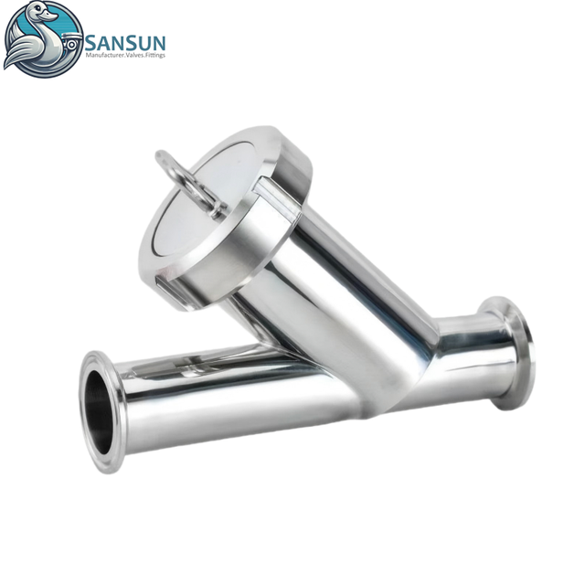 Sanitary Stainless Steel Tri Clamp Y Type Filter AISI304 AISI316L For AI Data Center Liquid Cooling CDU Coolant Filtration SANSUN