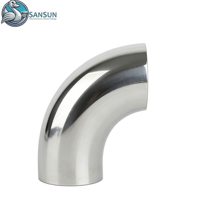 Sanitary Stainless Steel 90 Degree Elbow AISI304 AISI316L For AI Data Center Liquid Cooling CDU Closed Loop Pipeline SANSUN