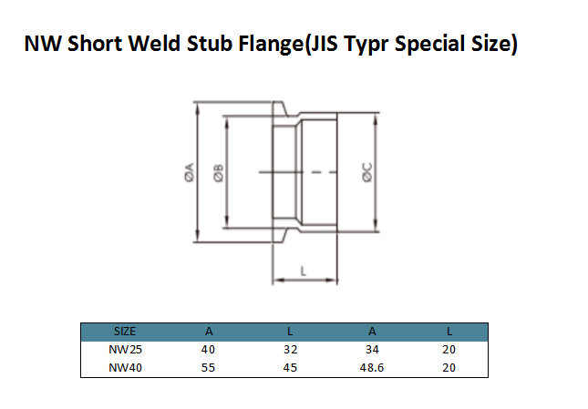 NW Short Weld Stub Flange