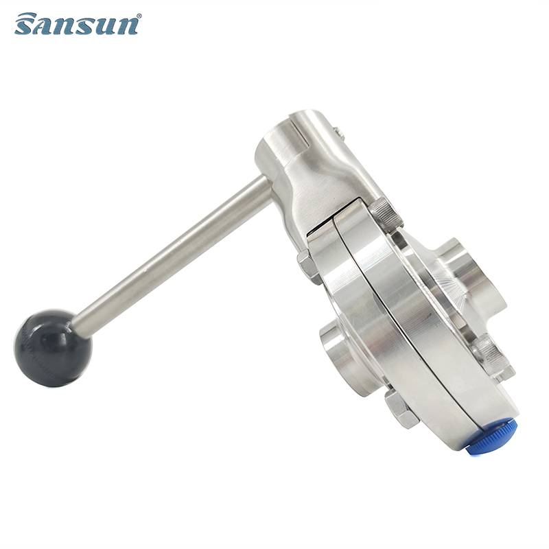 DIN Sanitary Butterfly Valve - Butt Weld End / Pull Handle