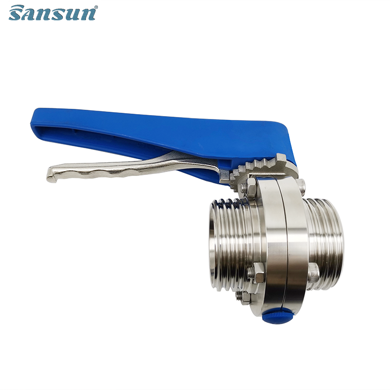 Food Grade Male Thread Butterfly Valve With Muti-position Handle