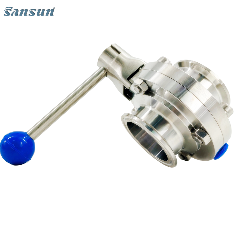DIN Sanitary Stainless Steel Tie rod Clamp Butterfly Valve