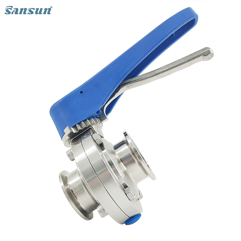 DIN Tri-Clamp Trigger Handle Butterfly Valve - Plastic Handle