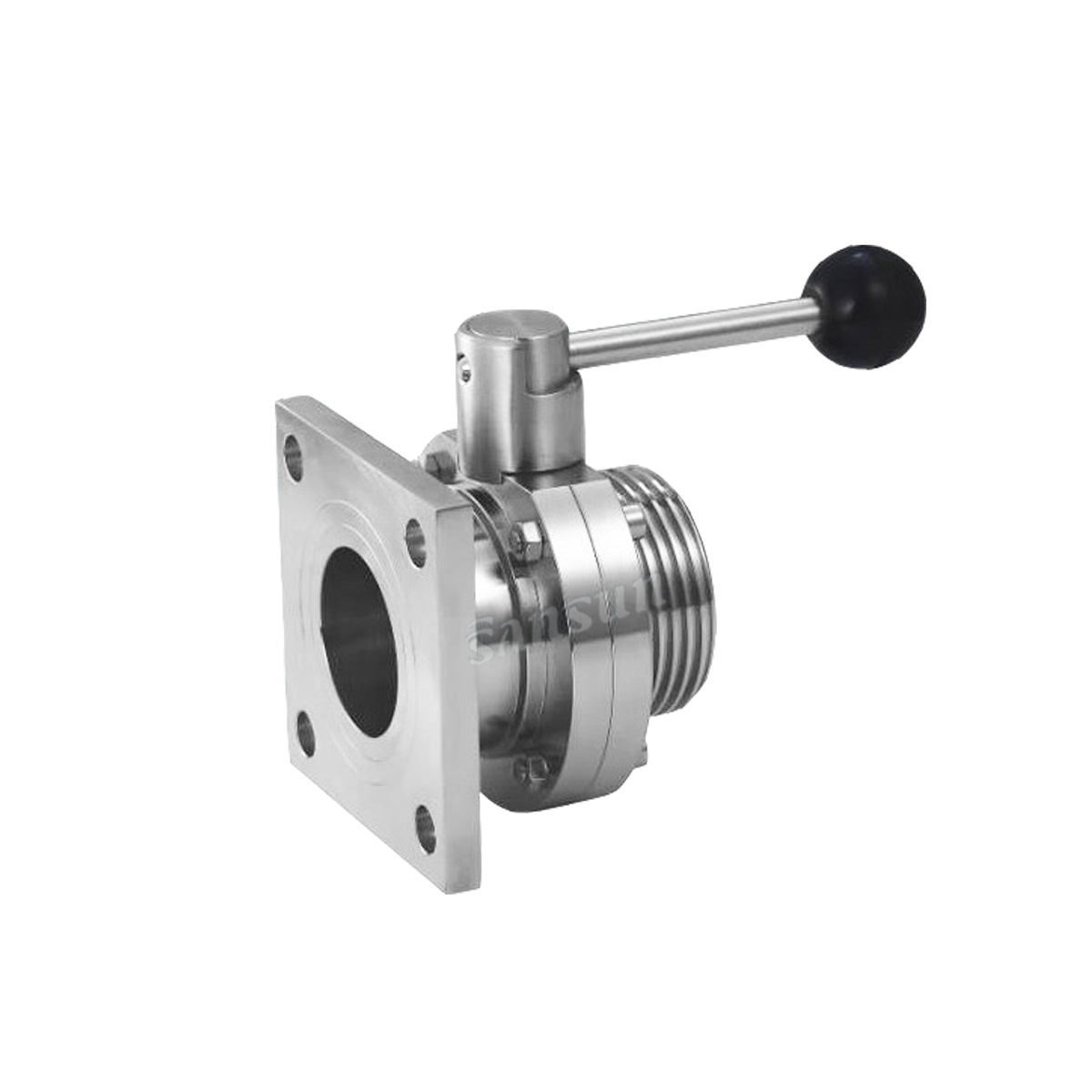 Square Flange Male Thread Hygienic Food Grade Butterfly Valve