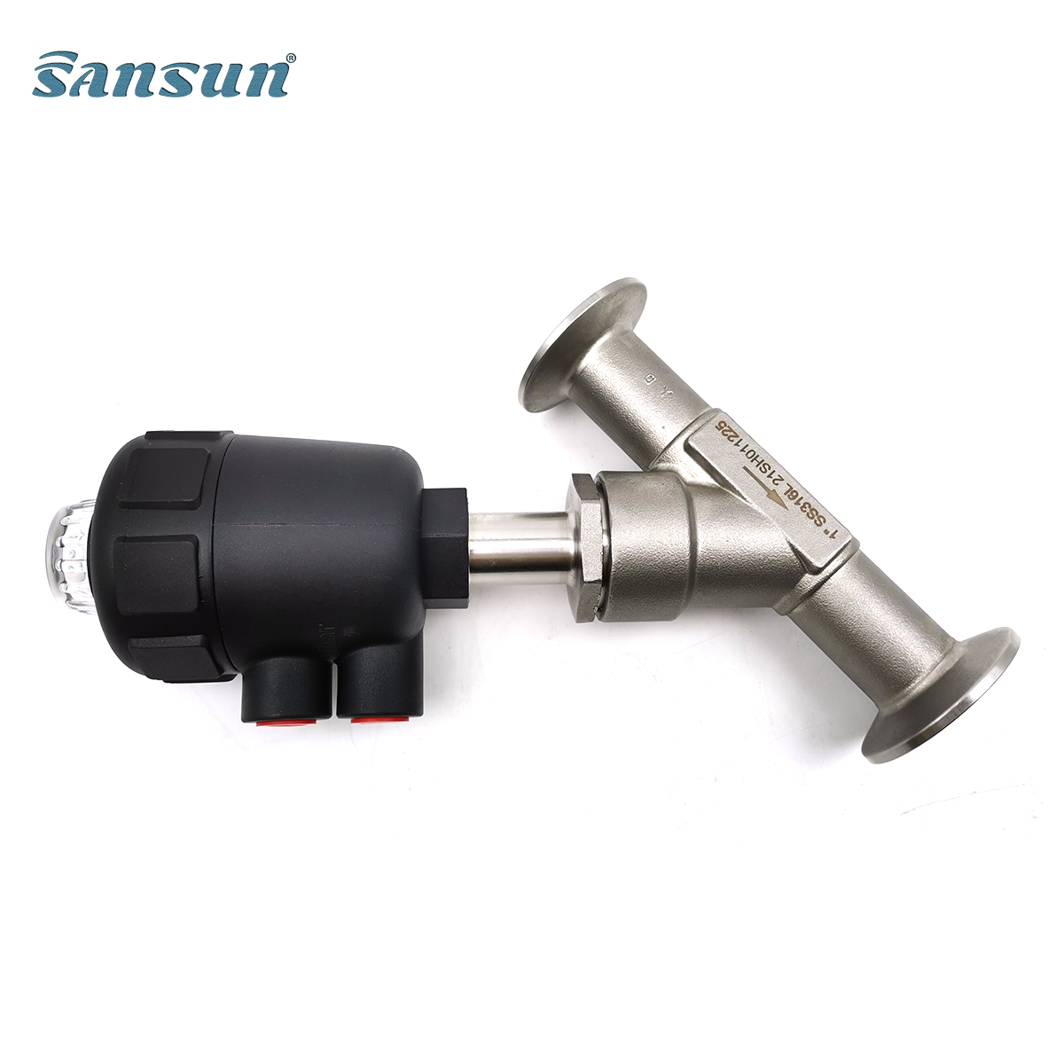 Clamp plastics pneumatic angle seat valve