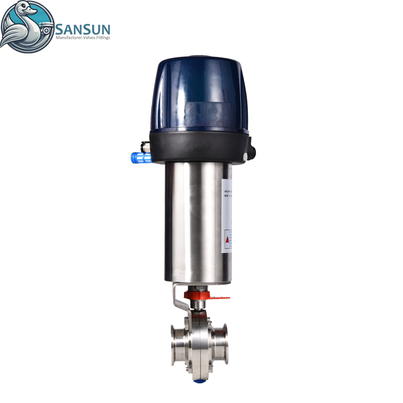 DIN PNEUMATIC CLAMP BUTTERFLY VALVE WITH PLASTIC C-TOP