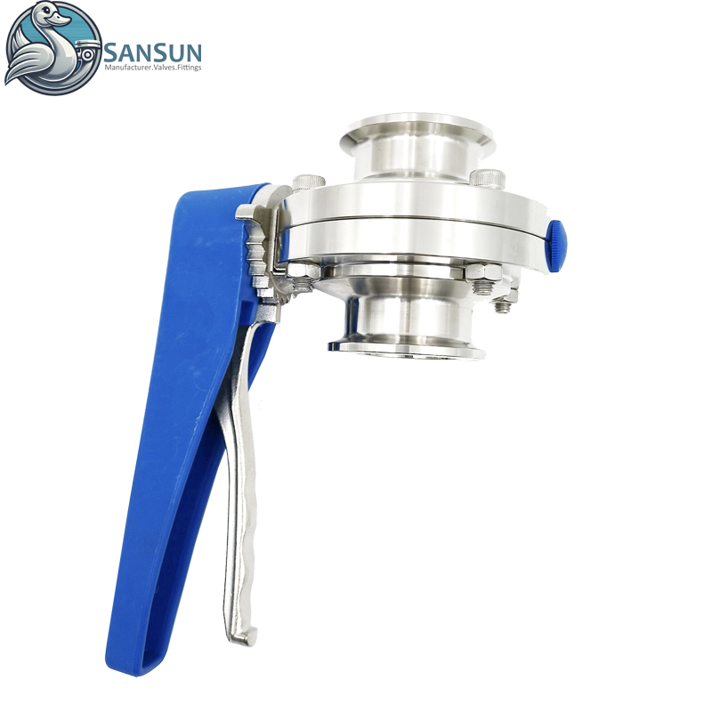 Data Center Liquid Cooling 316L Stainless Steel Tri-Clamp Butterfly Valves with Trigger Handle