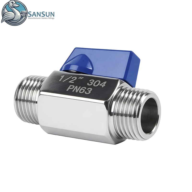 304 Stainless Steel BSP Male Manual Mini Ball Valve for Data Center Liquid Cooling