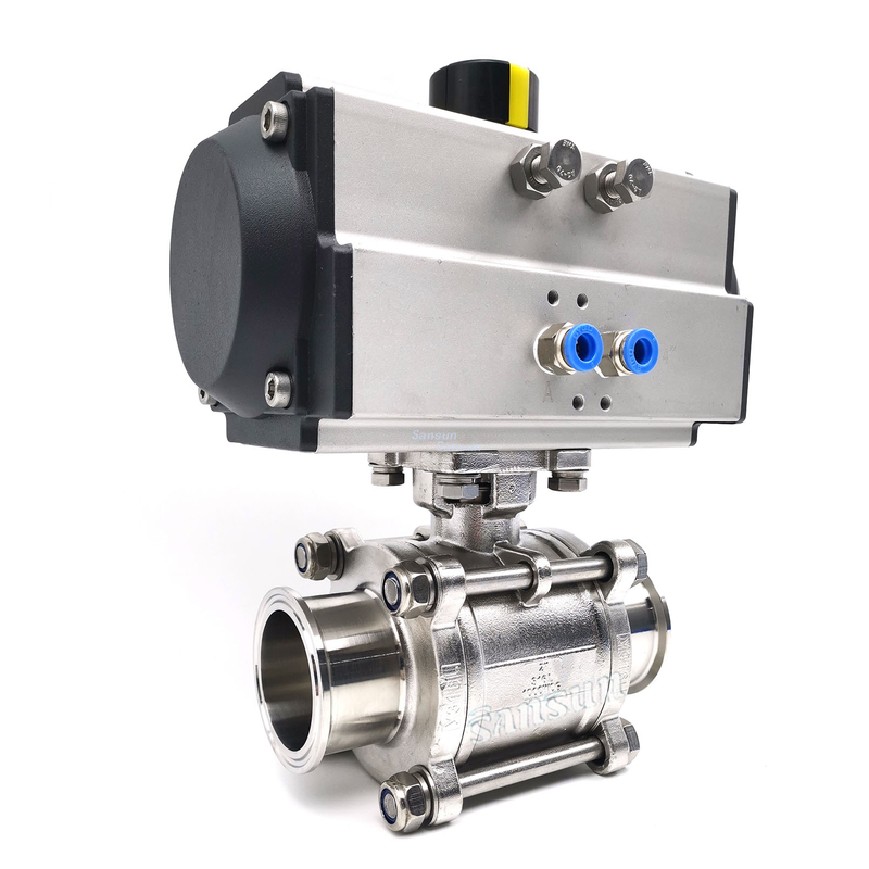 Stainless Steel Pneumatic Actuated 3 Piece Ball Valve